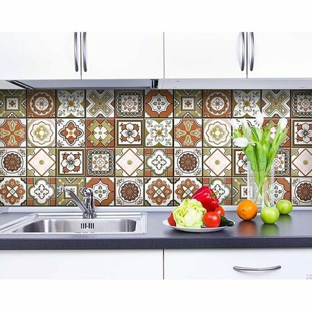 HOMEROOTS 7 x 7 in. Retro Orange Mosaic Peel & Stick Removable Tiles 400438